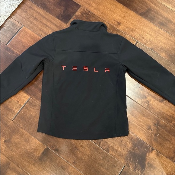 Tesla Motors Logo Employee Corporate Soft Shell Zip Black Jacket Womens XS - Picture 1 of 3